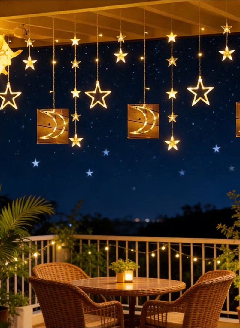 توبيتش أضواء رمضانية متلألئة، أضواء نجوم وقمر مع جهاز تحكم عن بعد وحافظة بطارية، أضواء زينة بيضاء دافئة لزينة رمضان - Image 1